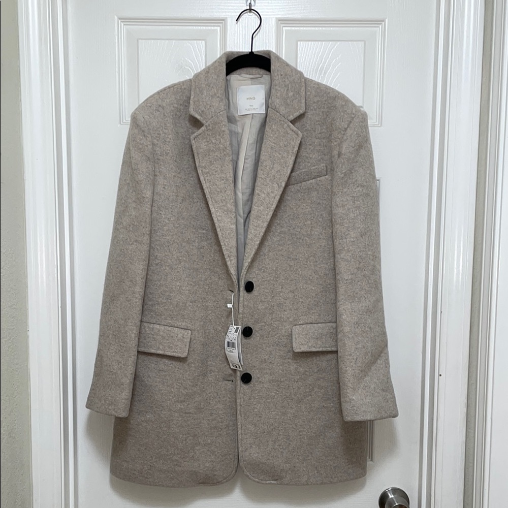 NWT MANGO Oversized 100% Wool Coat - Picture 6 of 11